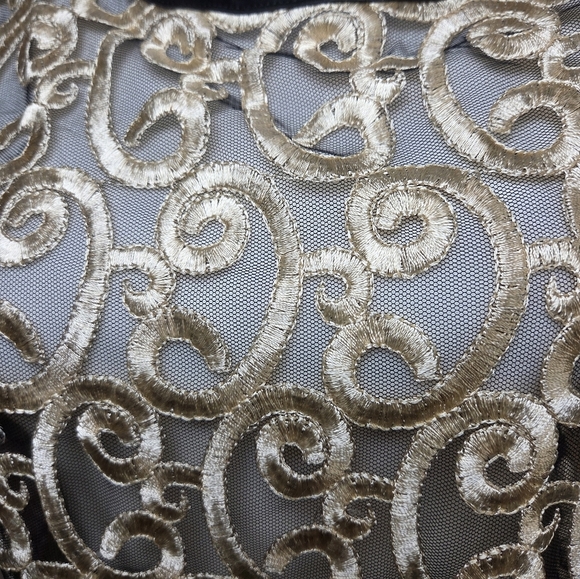 SAM Black Mesh Top with Gold Embroidery Size Xxl .VINTAGE 90. - Picture 3 of 9